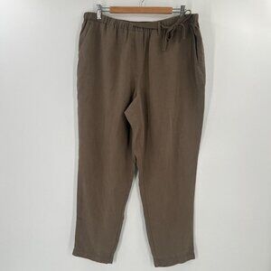 Wrap London US 14 Brown Lagenlook‎ Cropped Pants 100% Lyocell Ankle Trousers